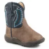 'Roper' Infant Cowbabies Western Square Toe - Brown / Navy Kids