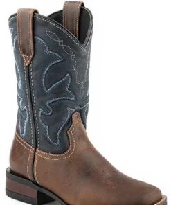 'Roper' Kids' 9" Monterey Square Toe - Brown / Vintage Navy