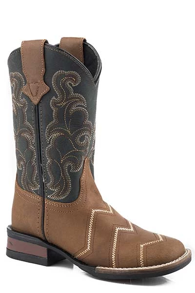 'Roper' Toddlers' Monterey Angles Western Square Toe - Brown / Black 3 'Roper' Toddlers' Monterey Angles Western Square Toe - Brown / Black