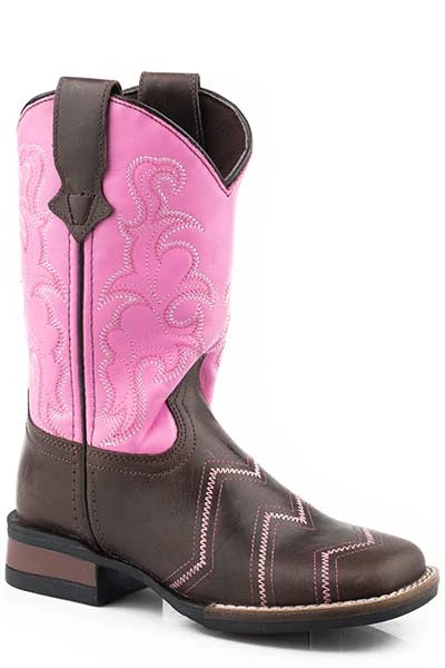 Kids 'Roper' Toddlers' Monterey Angles Square Toe - Brown / Pink 3 Kids 'Roper' Toddlers' Monterey Angles Square Toe - Brown / Pink