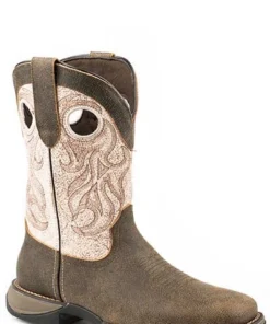 KARMAN ROPER 'Roper' Men's 11" Wilder Embroidered Square Toe - Brown / White