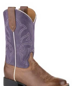 'Roper' Women's 11" Wilder Western Square Toe - Tan / Purple