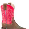 'Roper' Big Kids Girls' Square Toe - Brown / Pink 2 'Roper' Big Kids Girls' Square Toe - Brown / Pink