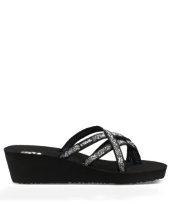'Teva' Women's Mush Mandlyn Wedge Sandal - Black / White Floral