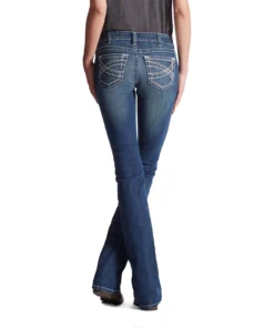 'Ariat' Women's R.E.A.L Mid Rise Stretch Entwined Boot Cut - Medium Wash