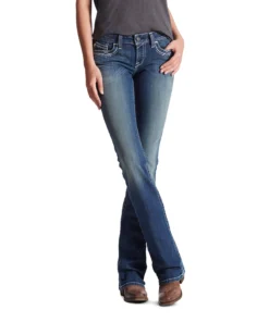 'Ariat' Women's R.E.A.L Mid Rise Stretch Entwined Boot Cut - Medium Wash