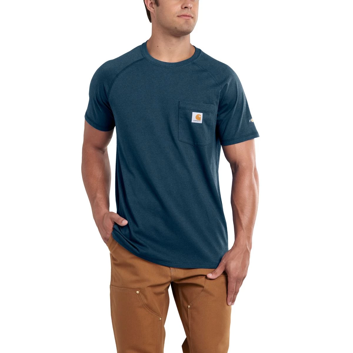 'Carhartt' Men's Midweight Force® Cotton Pocket T-Shirt - Light Huron Heather 3 'Carhartt' Men's Midweight Force® Cotton Pocket T-Shirt - Light Huron Heather