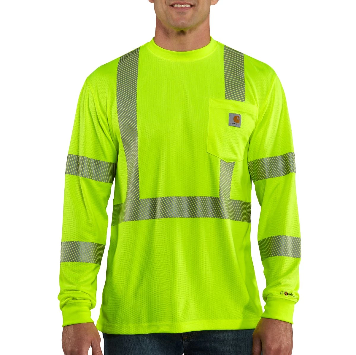 'Carhartt' Men's Force Hi Vis Class 3 Shirt - Lime Green 3 'Carhartt' Men's Force Hi Vis Class 3 Shirt - Lime Green
