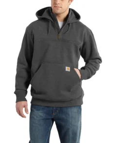 'Carhartt' Men's Rain Defender Paxton Heavyweight 1/4 Zip Hoodie - Carbon Heather