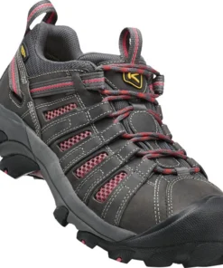 'Keen Utility' Women's Flint Low EH Steel Toe - Magnet Grey / Rose Pink