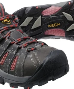 'Keen Utility' Women's Flint Low EH Steel Toe - Magnet Grey / Rose Pink