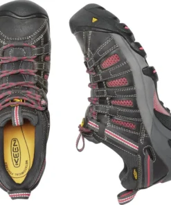 'Keen Utility' Women's Flint Low EH Steel Toe - Magnet Grey / Rose Pink