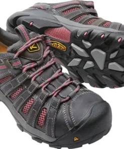 'Keen Utility' Women's Flint Low EH Steel Toe - Magnet Grey / Rose Pink