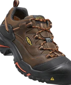 'Keen Utility' Men's Braddock Low EH Soft Toe - Brown / Black / Orange