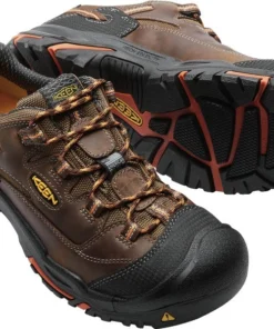'Keen Utility' Men's Braddock Low EH Soft Toe - Brown / Black / Orange