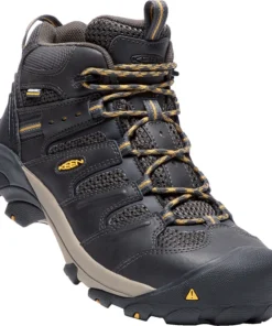 'Keen Utility' Men's Lansing Mid WP Steel Toe Hiker - Raven Black / Tawny Olive