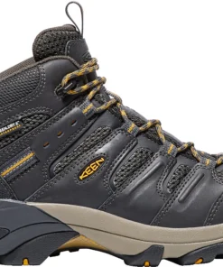 'Keen Utility' Men's Lansing Mid WP Steel Toe Hiker - Raven Black / Tawny Olive