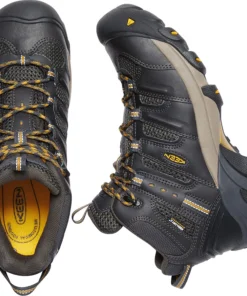 'Keen Utility' Men's Lansing Mid WP Steel Toe Hiker - Raven Black / Tawny Olive