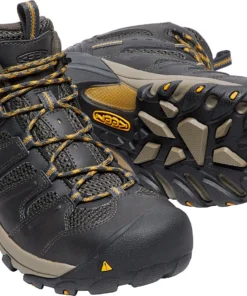 'Keen Utility' Men's Lansing Mid WP Steel Toe Hiker - Raven Black / Tawny Olive