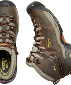 'Keen Utility' Men's Detroit XT Mid WP Soft Toe - Black Olive / Leather Brown