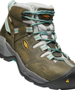 'Keen Utility' Women's Detroit XT Mid Steel Toe WP Hiker - Gargoyle Grey / Lake Blue / Brown
