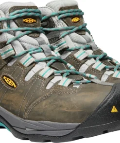 'Keen Utility' Women's Detroit XT Mid Steel Toe WP Hiker - Gargoyle Grey / Lake Blue / Brown