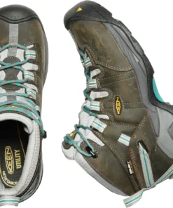 'Keen Utility' Women's Detroit XT Mid Steel Toe WP Hiker - Gargoyle Grey / Lake Blue / Brown