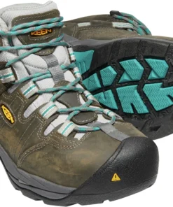 'Keen Utility' Women's Detroit XT Mid Steel Toe WP Hiker - Gargoyle Grey / Lake Blue / Brown