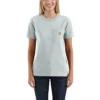 'Carhartt' Women's Lightweight Pocket T-Shirt - Tourmaline Snow Heather 2 'Carhartt' Women's Lightweight Pocket T-Shirt - Tourmaline Snow Heather
