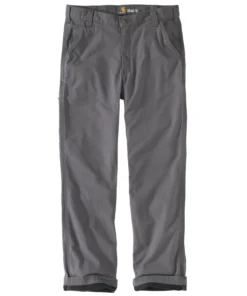 'Carhartt' Men's Rugged Flex Rigby Dungaree Flannel Lined Pant - Gravel