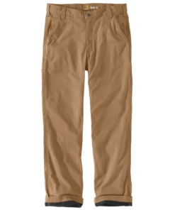 'Carhartt' Men's Rugged Flex Rigby Dungaree Flannel Lined Pant - Dark Khaki