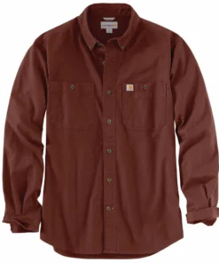 'Carhartt' Men's Rugged Flex® Rigby Work Shirt - Mineral Red