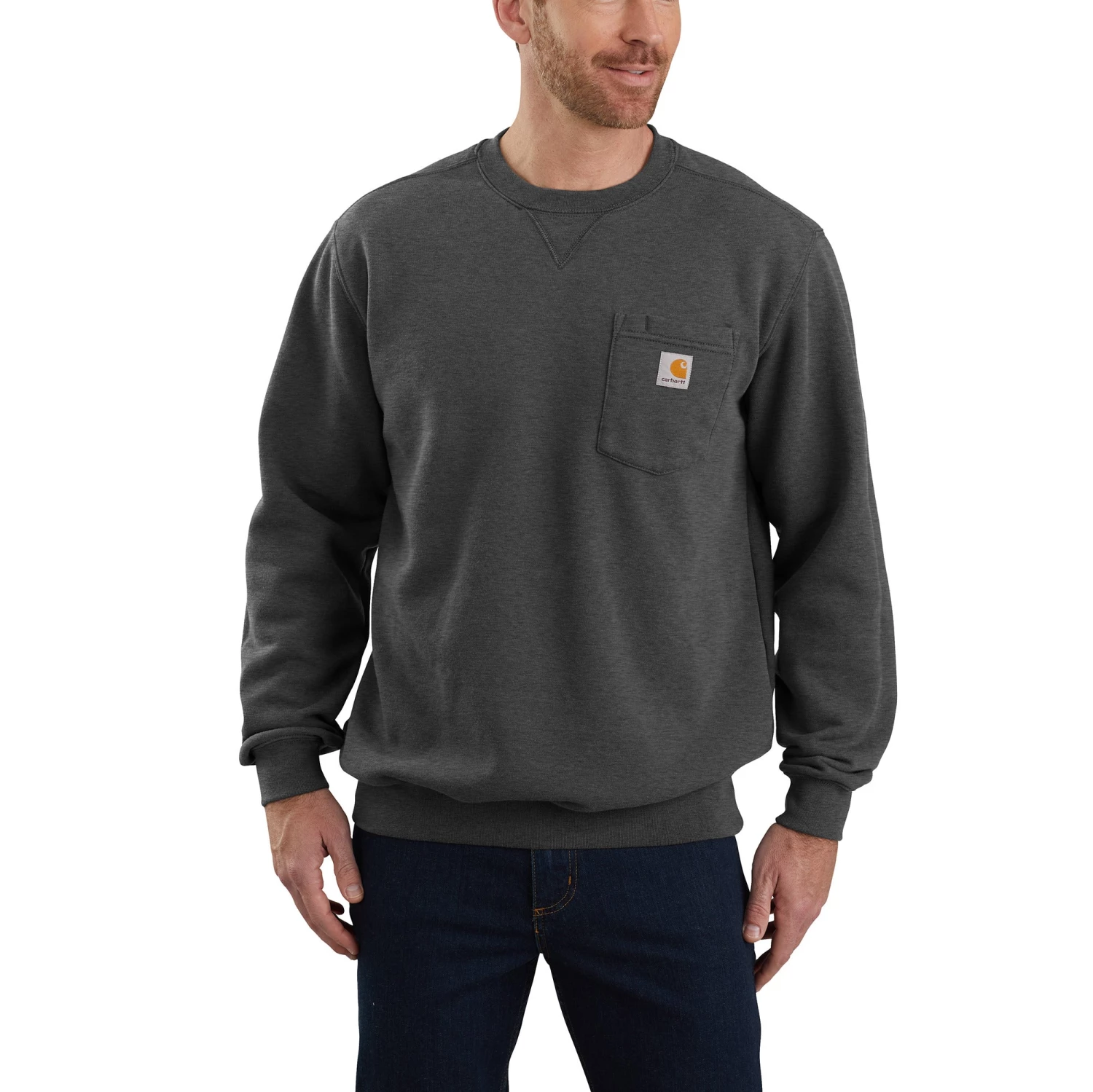 'Carhartt' Men's Crewneck Pocket Sweatshirt - Carbon Heather 3 'Carhartt' Men's Crewneck Pocket Sweatshirt - Carbon Heather