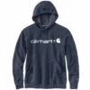 'Carhartt' Men's Force Delmont Midweight Logo Sweatshirt - Navy Heather 2 'Carhartt' Men's Force Delmont Midweight Logo Sweatshirt - Navy Heather