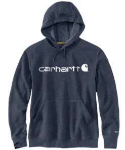 'Carhartt' Men's Force Delmont Midweight Logo Sweatshirt - Navy Heather