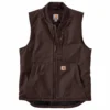 'Carhartt' Men's Washed Duck Insulated Rib Collar Vest - Dark Brown