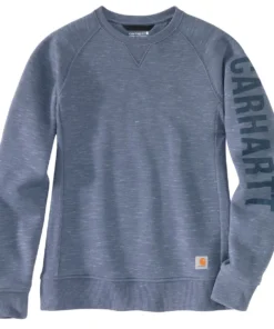 'Carhartt' Women's Relaxed Fit Midweight Graphic Crewneck - Folkstone Grey Space Dye