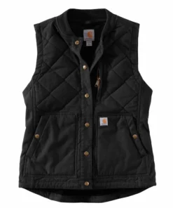 'Carhartt' Women's Rugged Flex Canvas Insulated Rib Collar Vest - Black