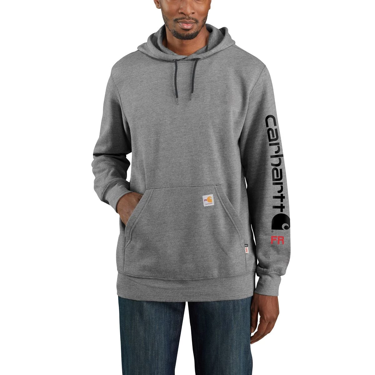'Carhartt' Men's Flame-Resistant Force® Midweight Logo Sweatshirt - Granite Heather 4 'Carhartt' Men's Flame-Resistant Force® Midweight Logo Sweatshirt - Granite Heather