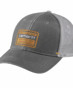 'Carhartt' Canvas Mesh Back Quality Graphic Cap - Charcoal
