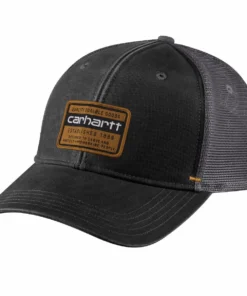 'Carhartt' Canvas Mesh Back Quality Graphic Cap - Black