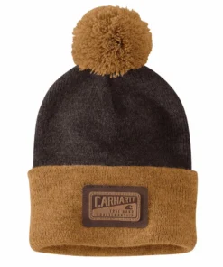 'Carhartt' Men's Knit Pom Pom Craftsmanship Beanie - Dark Brown