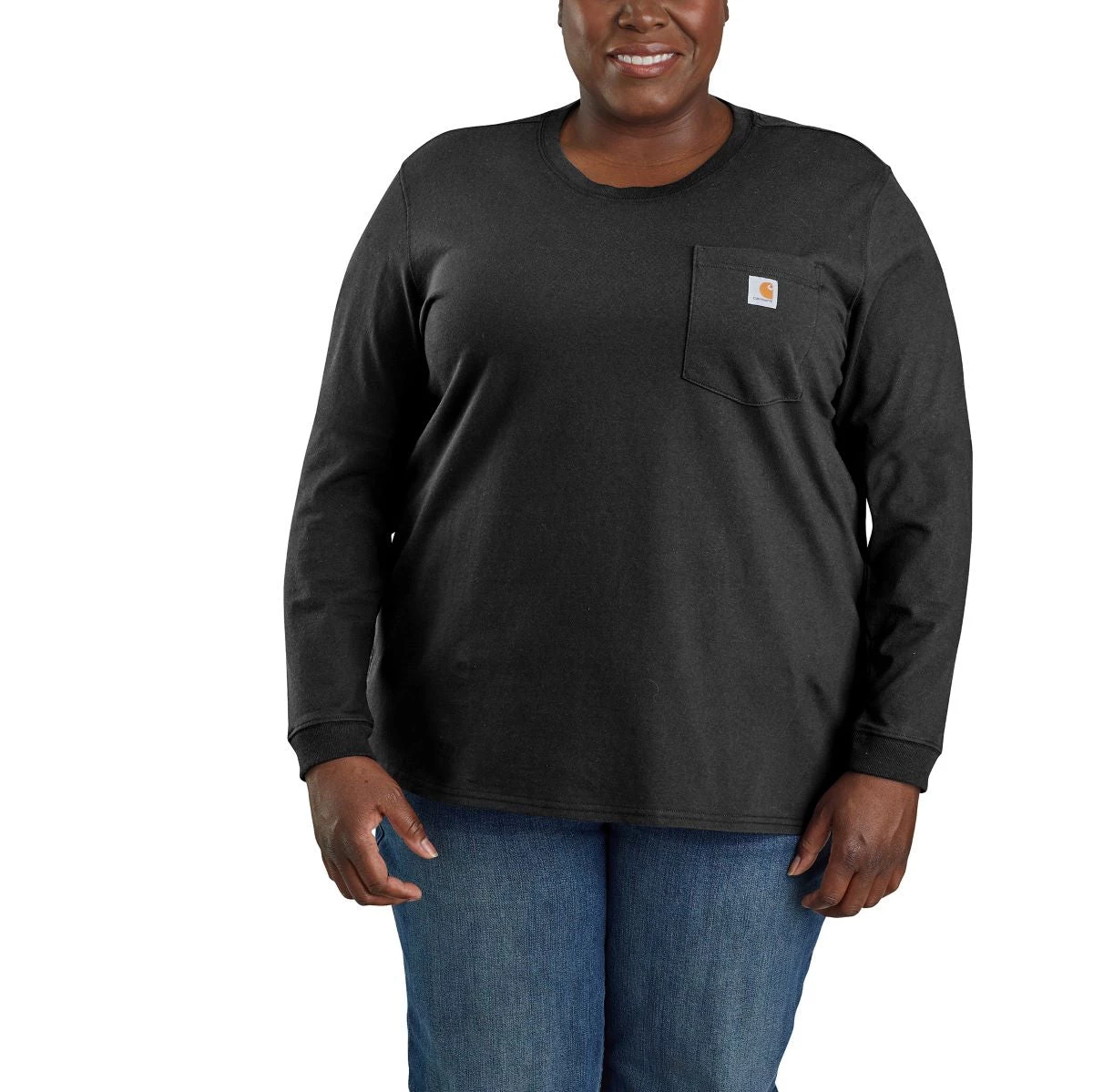 'Carhartt' Women's Heavyweight "Women At Work" Pocket T-Shirt - Black 5 'Carhartt' Women's Heavyweight "Women At Work" Pocket T-Shirt - Black