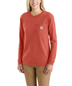 'Carhartt' Women's Heavyweight "Women At Work" Pocket T-Shirt - Earthen Clay Heather