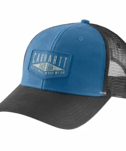 'Carhartt' Men's Canvas Mesh-Back Workwear Patch Cap - Blue Lagoon