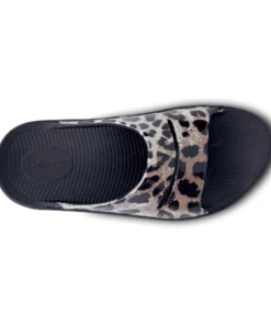 'OOFOS' Women's OOahh Slide Limited Edition - Black / Cheetah
