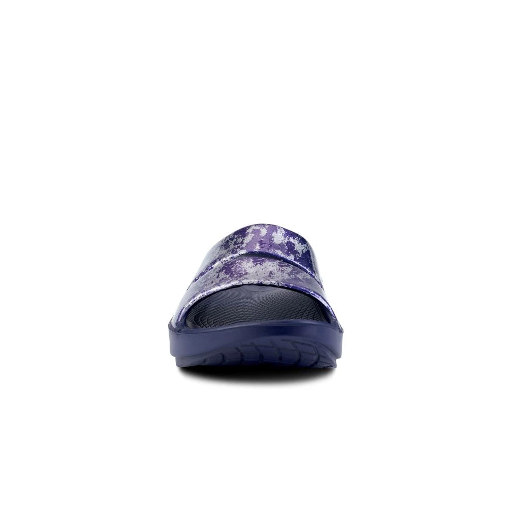 'OOFOS' Women's OOahh Slide Limited Edition - Navy / Silver / Silver Snake 6 'OOFOS' Women's OOahh Slide Limited Edition - Navy / Silver / Silver Snake