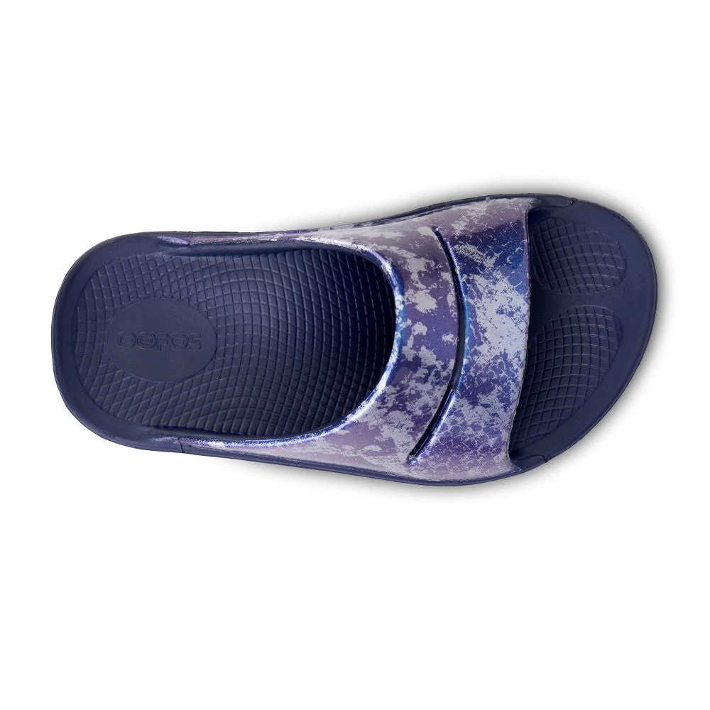 'OOFOS' Women's OOahh Slide Limited Edition - Navy / Silver / Silver Snake 4 'OOFOS' Women's OOahh Slide Limited Edition - Navy / Silver / Silver Snake