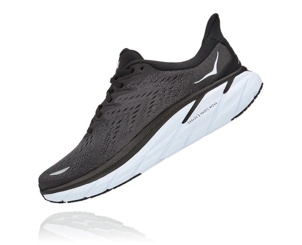 'HOKA' Men's Clifton 8 - Black / White (Wide) 7 'HOKA' Men's Clifton 8 - Black / White (Wide)