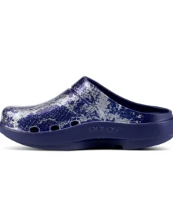 'OOFOS' Women's OOcloog Clog Limited Edition - Navy / Silver Snake